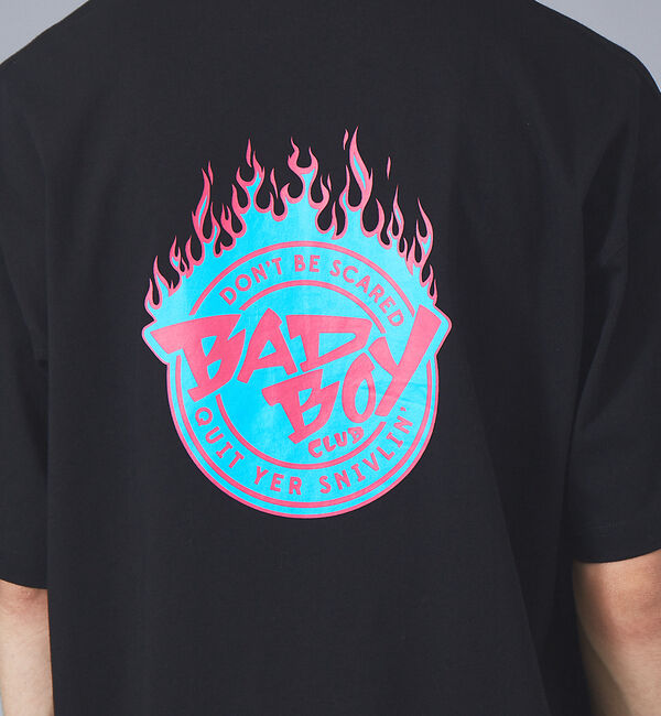 ABAHOUSE「【BADBOY / バッドボーイ】BADBOYCLUB ファイヤーパターン ロゴ」|Tシャツ・カットソー|