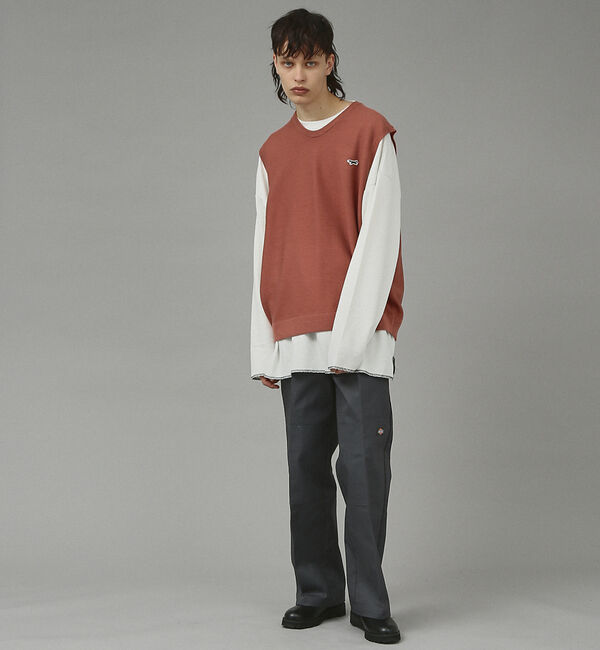 ABAHOUSE「PENNEYS /ペニーズ FOXワンポイントワッペン / Uネックベスト」|ニット・セーター|