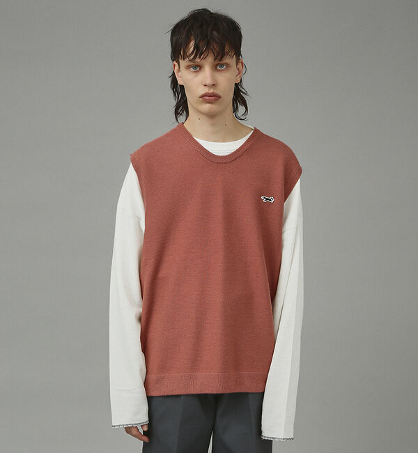 ABAHOUSE「PENNEYS /ペニーズ FOXワンポイントワッペン / Uネックベスト」|ニット・セーター|