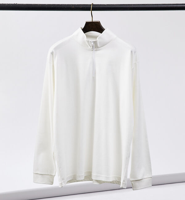 ABAHOUSE「【ハーフジップ】スムース ポンチ ロンT」|Tシャツ・カットソー|ホワイト