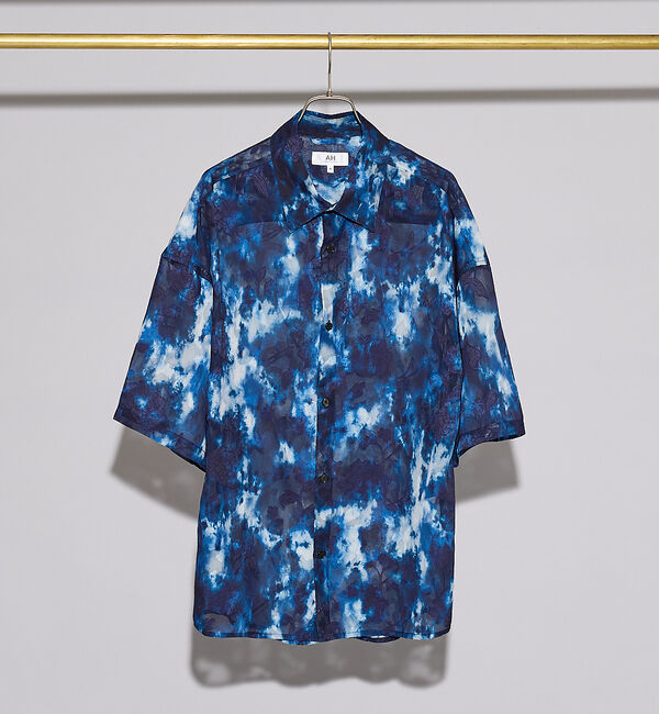 ABAHOUSE「【AH ABAHOUSE】アブストラクト柄 シアーシャツ」|シャツ・ブラウス|ブルー