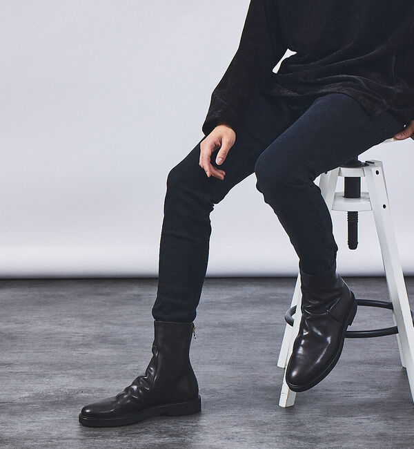 alfredoBANNISTER「【ソフトレザー】ドレープ ロング バックジップ ブーツ」|ショートブーツ|