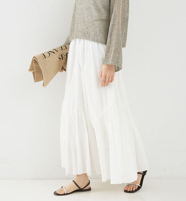 Rouge vif「コットンボイルスモッキングマキシスカート」|スカート|