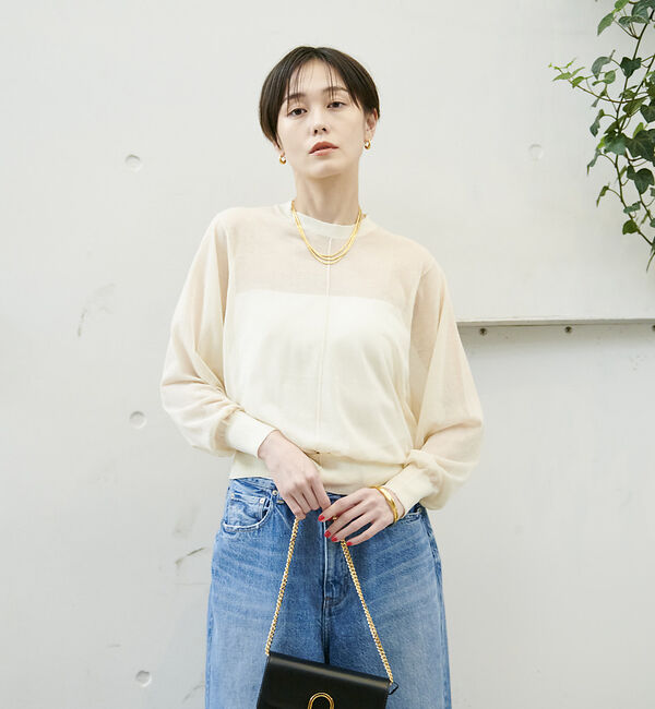 Rouge vif「コットンナイロンシアークルーネックプルオーバー」|ニット・セーター|