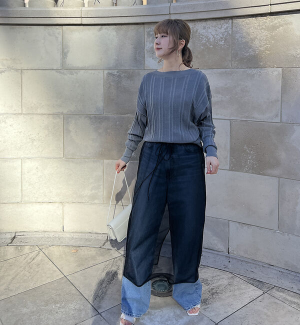 Rouge vif「変形ストライプ前後2WAYニット / カーディガン」|ニット・セーター|