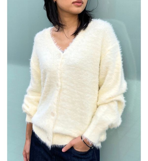 Rouge vif「【一部店舗限定】ラメシャギーニットカーディガン」|カーディガン|ホワイト