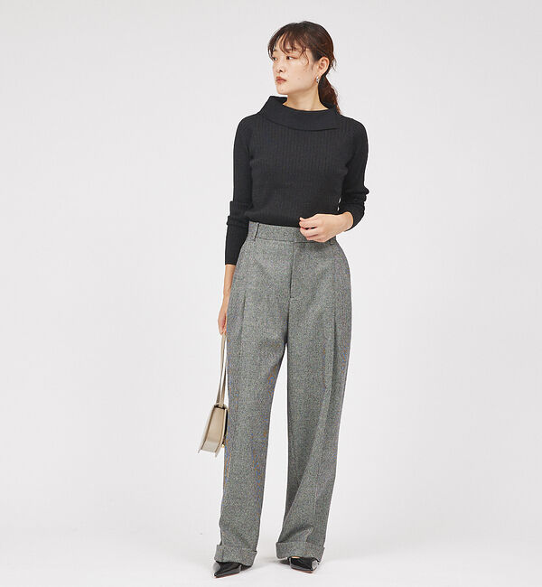 qualite「サイドスリットカラーリブニット」|ニット・セーター|