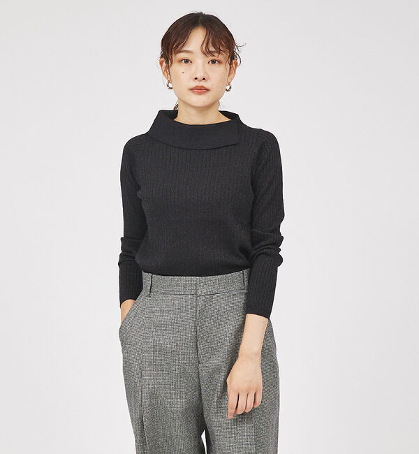 qualite「サイドスリットカラーリブニット」|ニット・セーター|