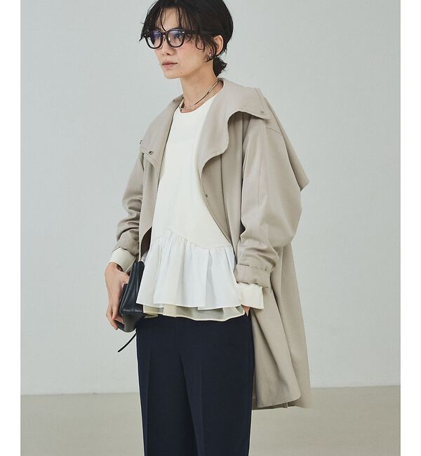 qualite「【大人のスプリングコート】オーバースタンドコート【予約】」|トレンチコート|