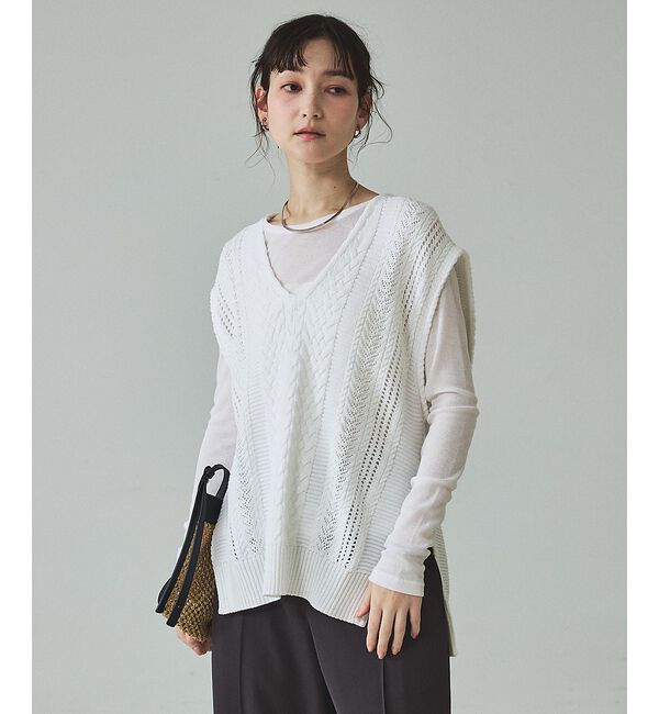 qualite「ケーブルニットベスト【予約】」|ベスト・ジレ|