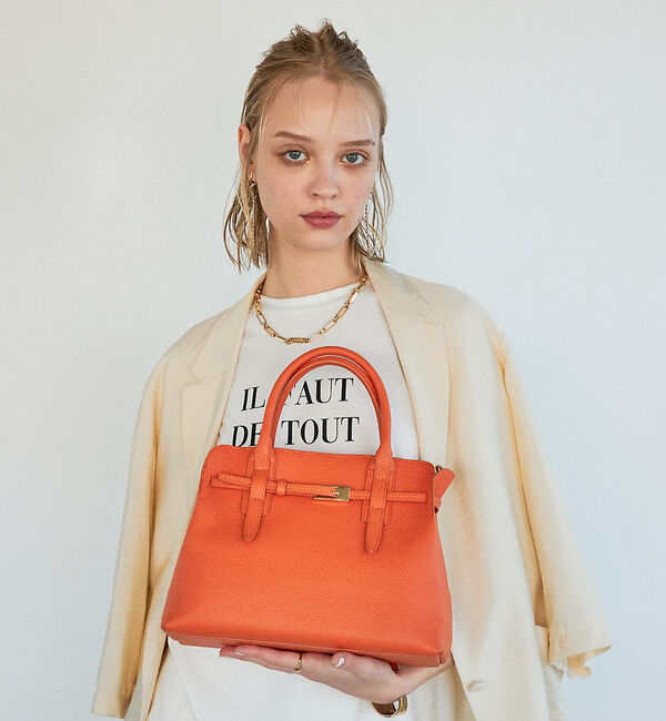 LOWELL things「Belte/レザーベルテッド2WAYトート」|ショルダー・メッセンジャー|オレンジ