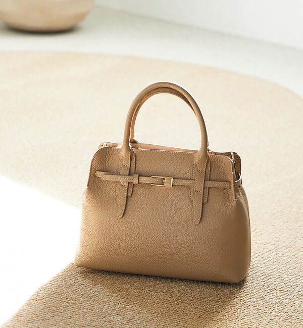 LOWELL things「Belte/レザーベルテッド2WAYトート」|ショルダー・メッセンジャー|ベージュ