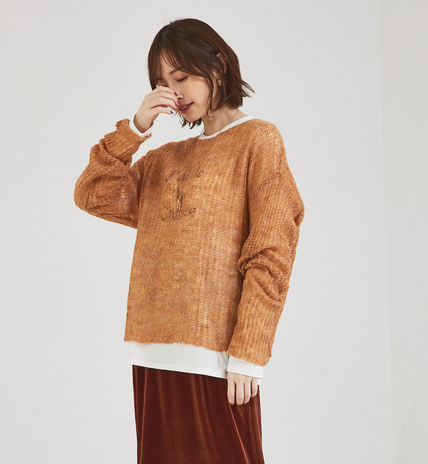 abahouse mavie「ローゲージシースルーニットプルオーバー」|ニット・セーター|