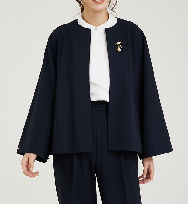 abahouse mavie「【WEB Domani掲載】【セットアップ対応/エニデイカセット】ノーカラーボレ」|ノーカラージャケット|ダークネイビー