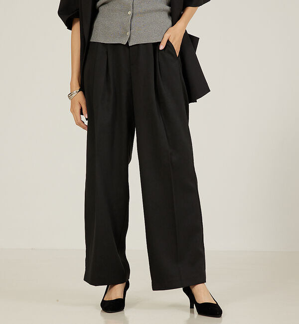 abahouse mavie「【大人気半袖ジャケットにセットアップ対応！】リネンライクタックワイドパンツ/WE」|その他|