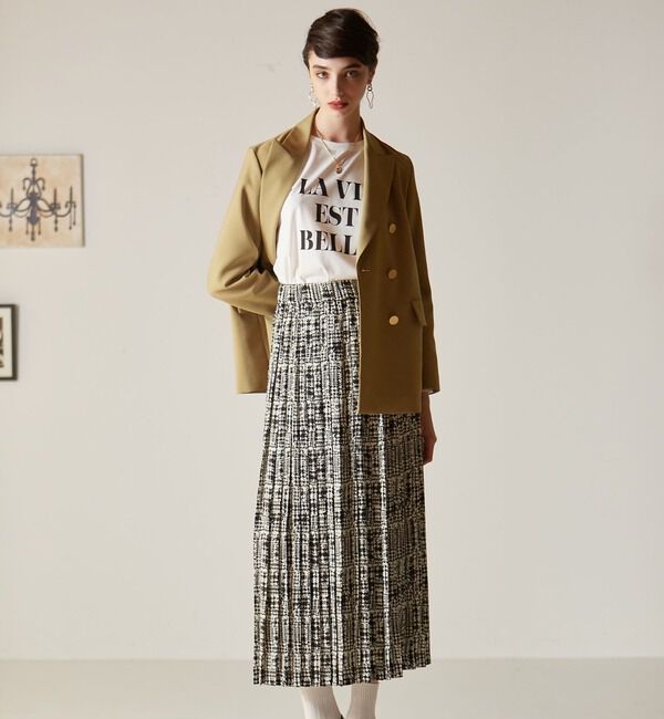 TIARA「グレンチェックプリントプリーツスカート」|スカート|ブラック