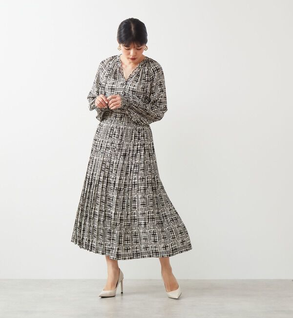 TIARA「グレンチェックプリントプリーツスカート」|スカート|