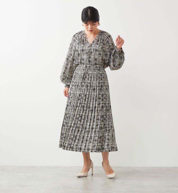 TIARA「グレンチェックプリントプリーツスカート」|スカート|