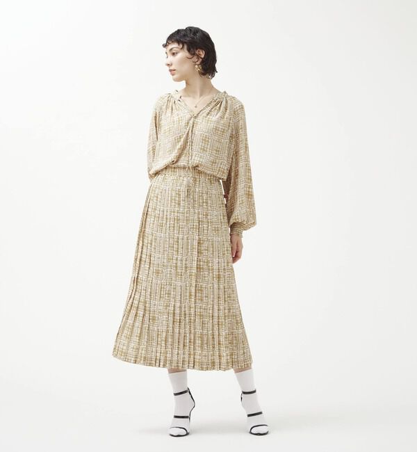 TIARA「グレンチェックプリントプリーツスカート」|スカート|