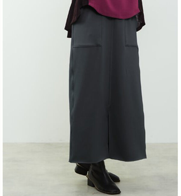 Soffitto「【nota della mano sinistra（ノータ デラ マノ シニストラ）】ポケット付スリットロングスカート」|スカート|チャコールグレー