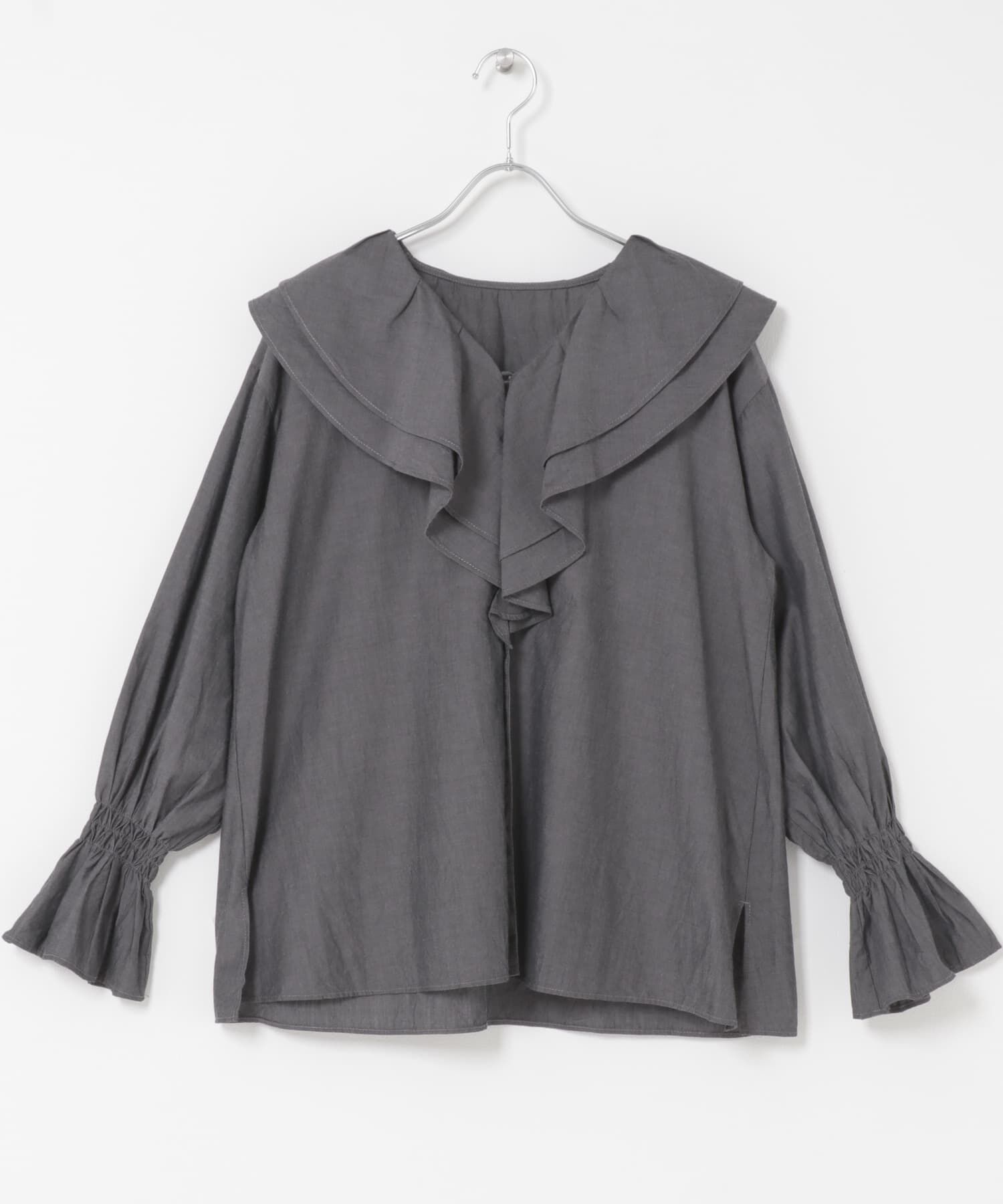 URBAN RESEARCH ROSSO「Vネックラッフルシアーデニムブラウス」|シャツ・ブラウス|