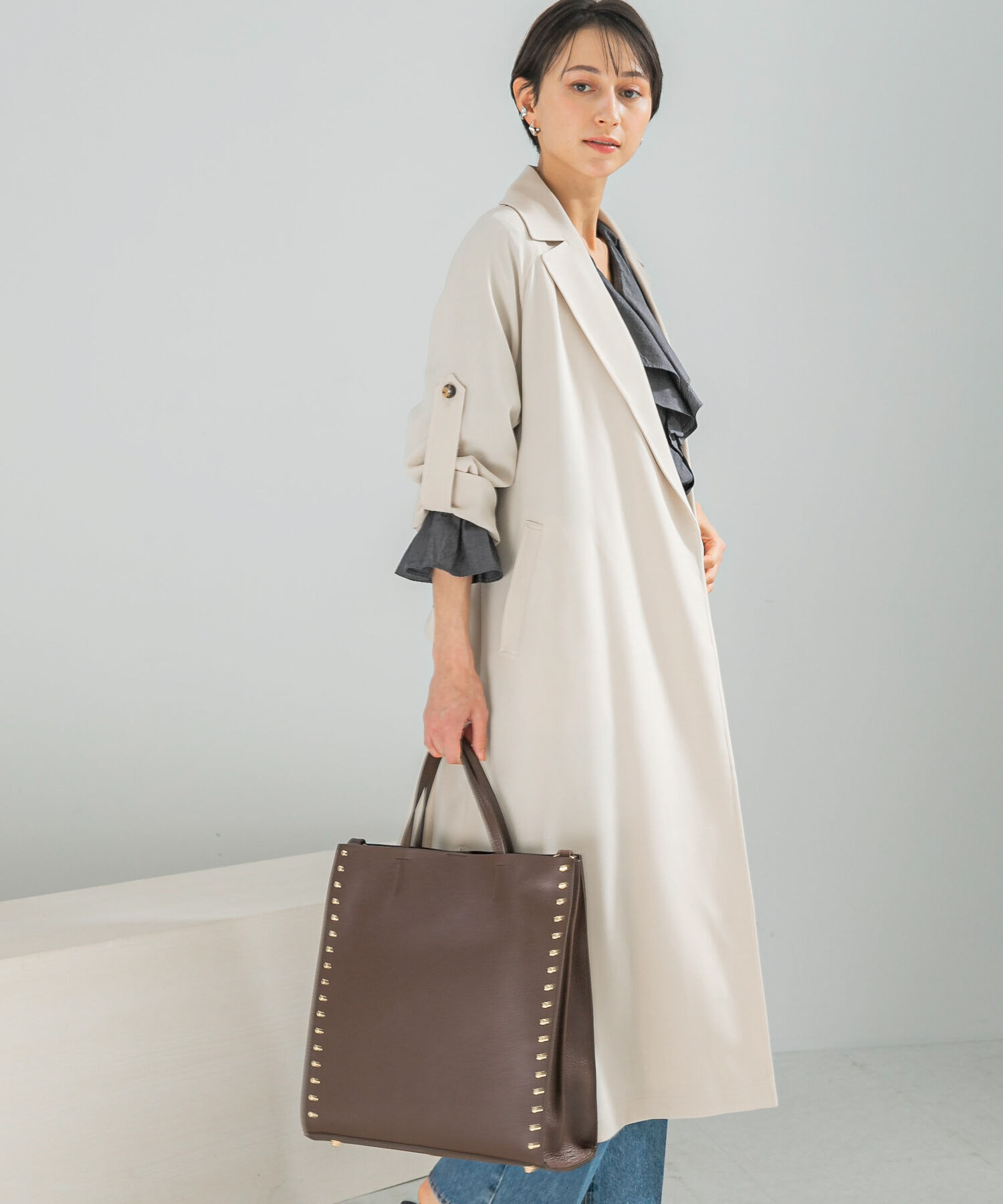 URBAN RESEARCH ROSSO「撥水 ロングガウンコート」|トレンチコート|アイボリー