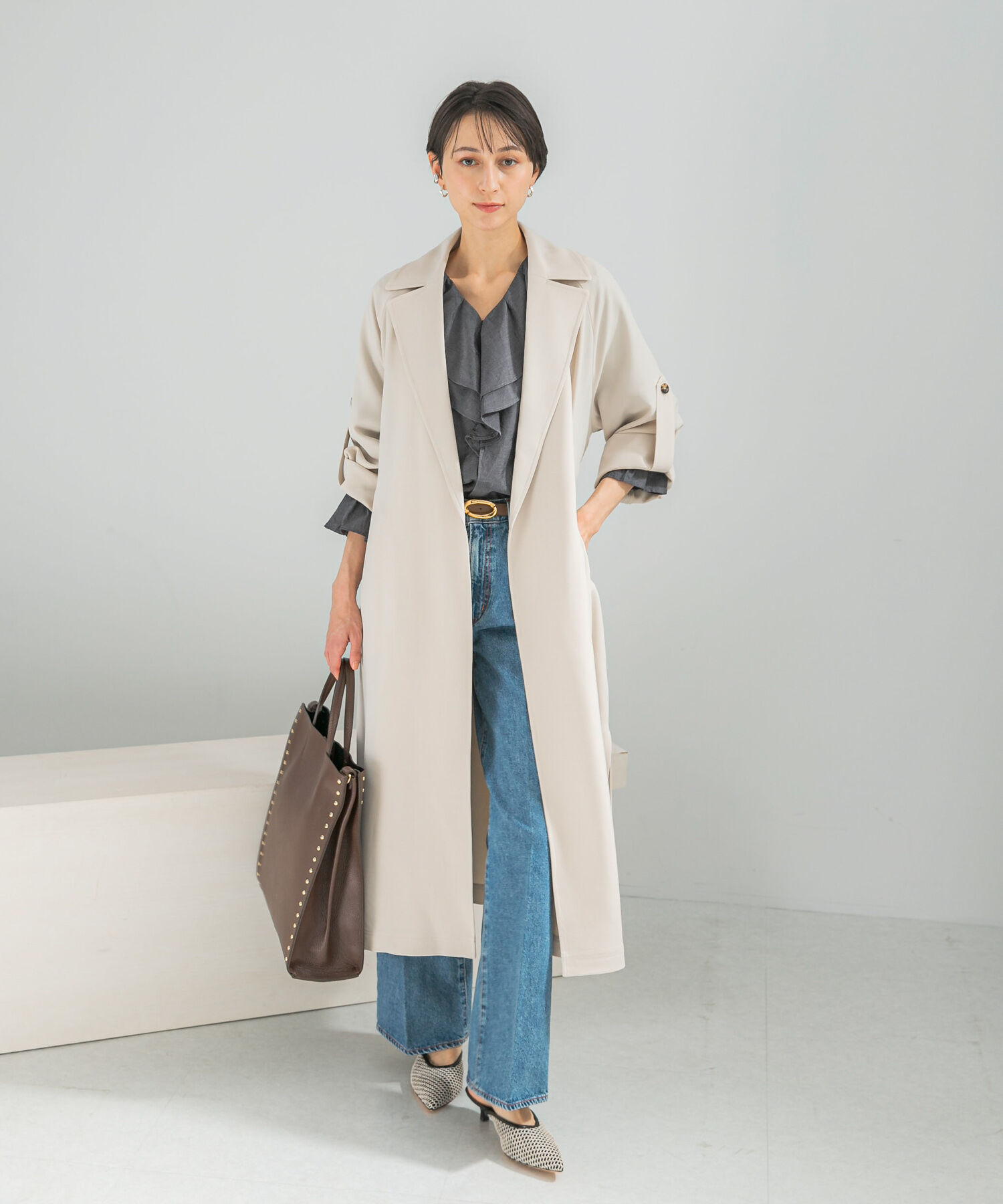 URBAN RESEARCH ROSSO「撥水 ロングガウンコート」|トレンチコート|