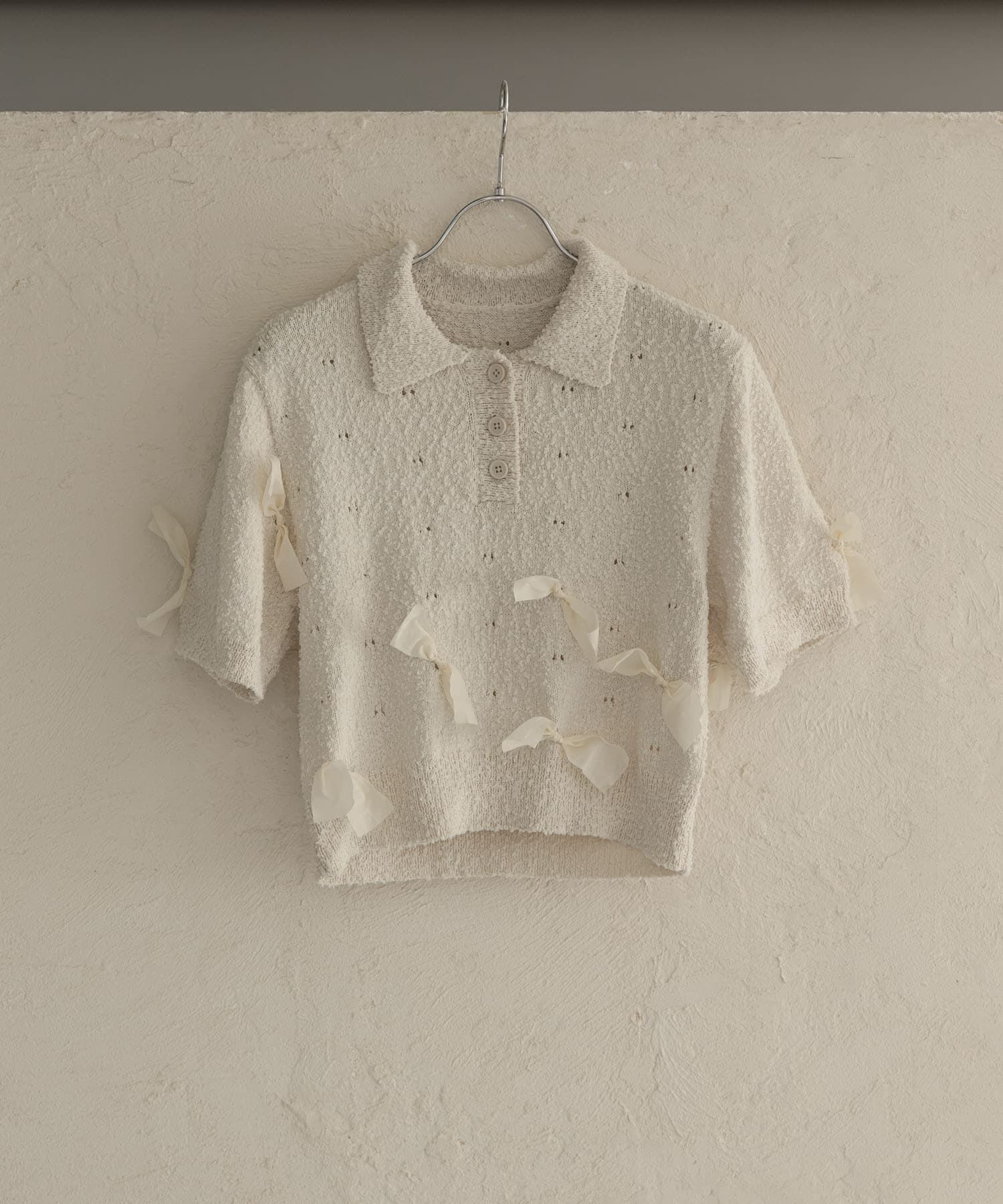  「『WEB限定』シャツカラーリボンニット」|ニット・セーター|