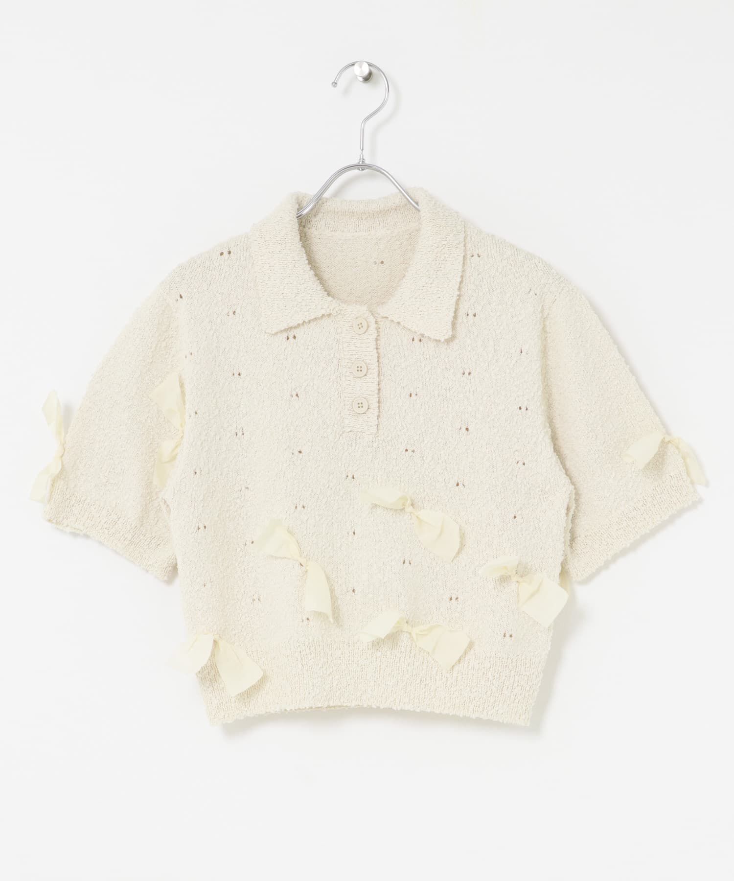  「『WEB限定』シャツカラーリボンニット」|ニット・セーター|