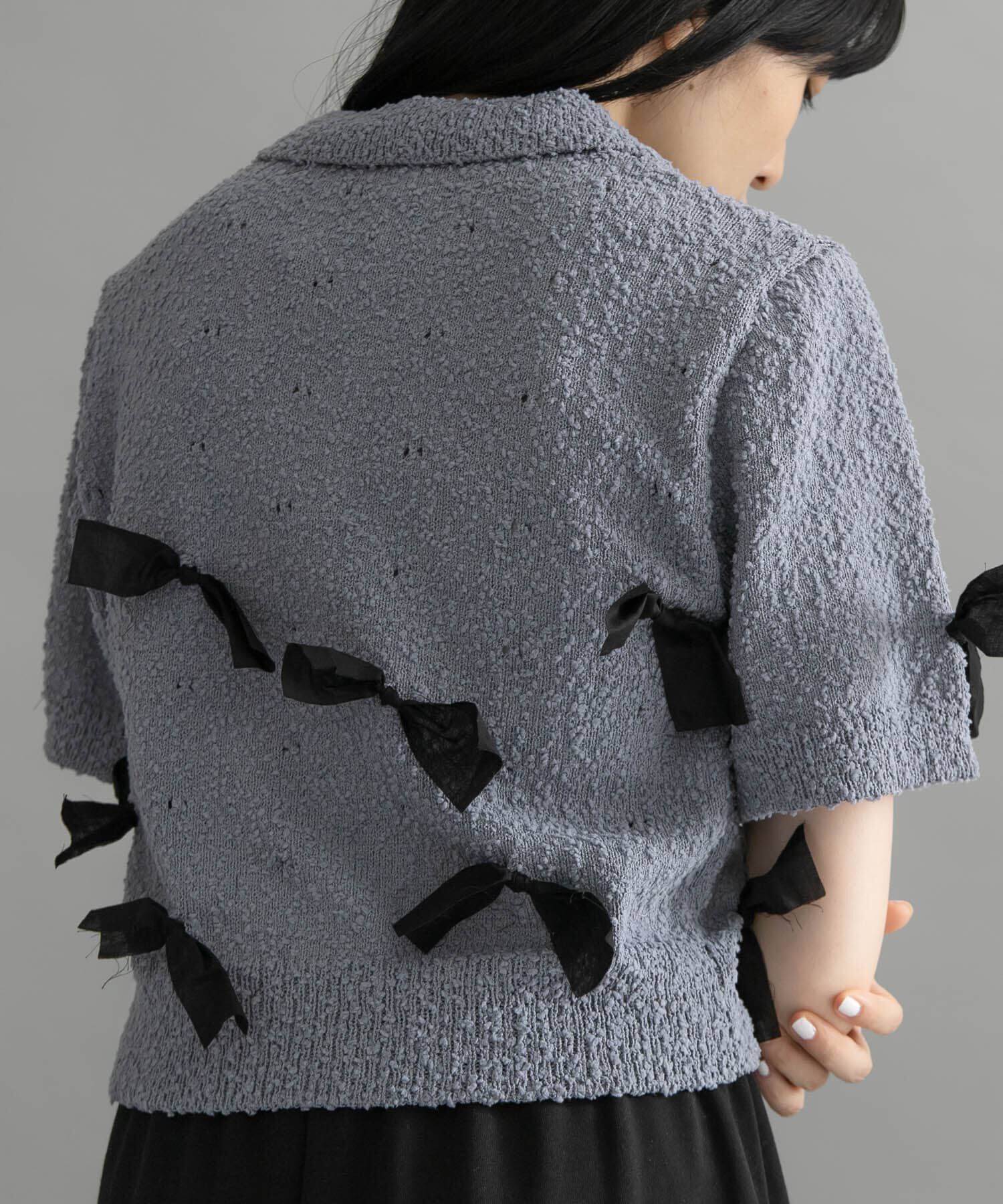  「『WEB限定』シャツカラーリボンニット」|ニット・セーター|