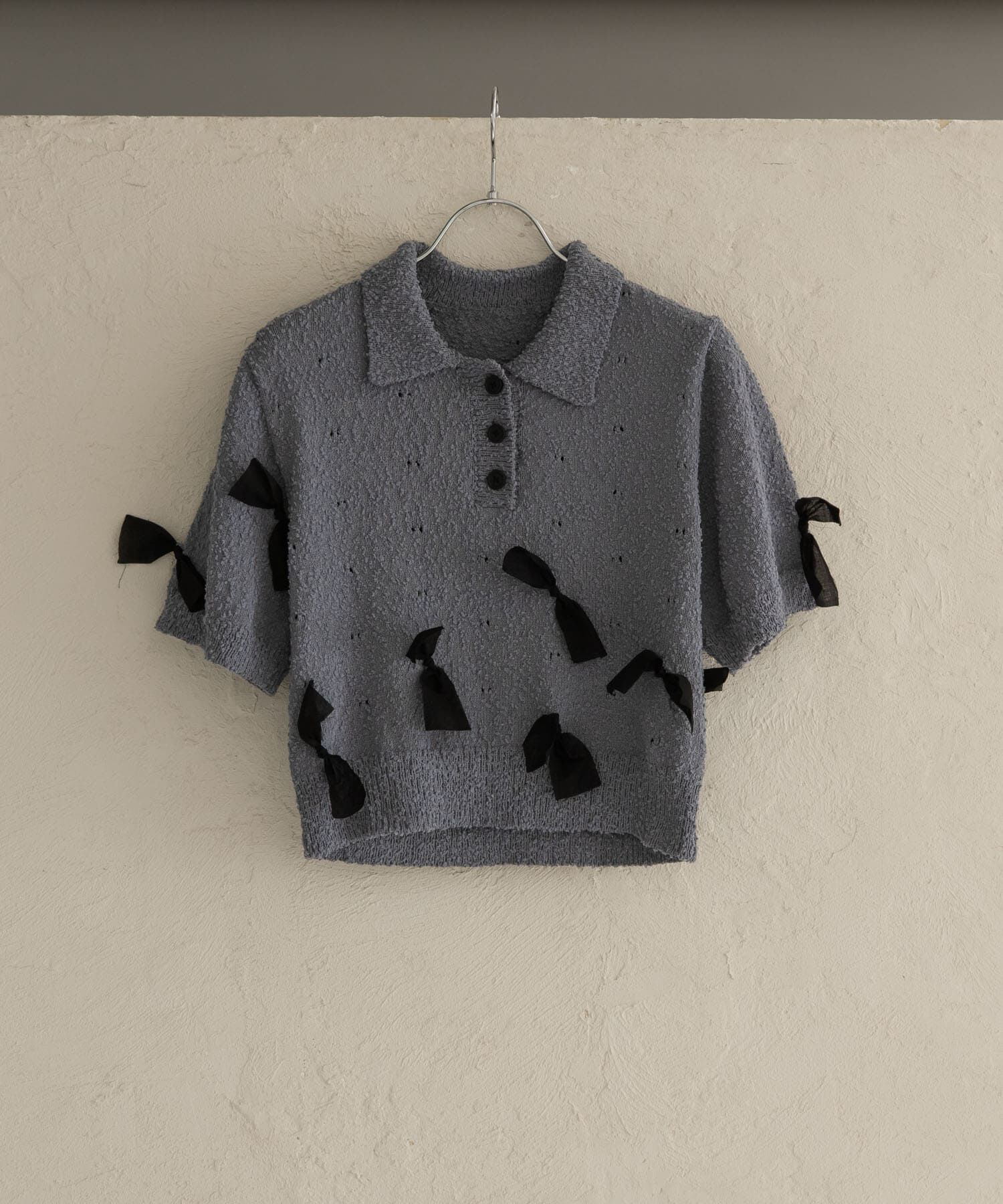  「『WEB限定』シャツカラーリボンニット」|ニット・セーター|