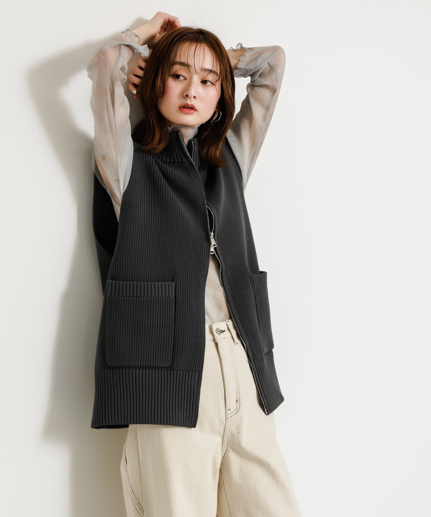 SENSE OF PLACE by URBAN RESEARCH「ジップニットベスト」|ベスト・ジレ|