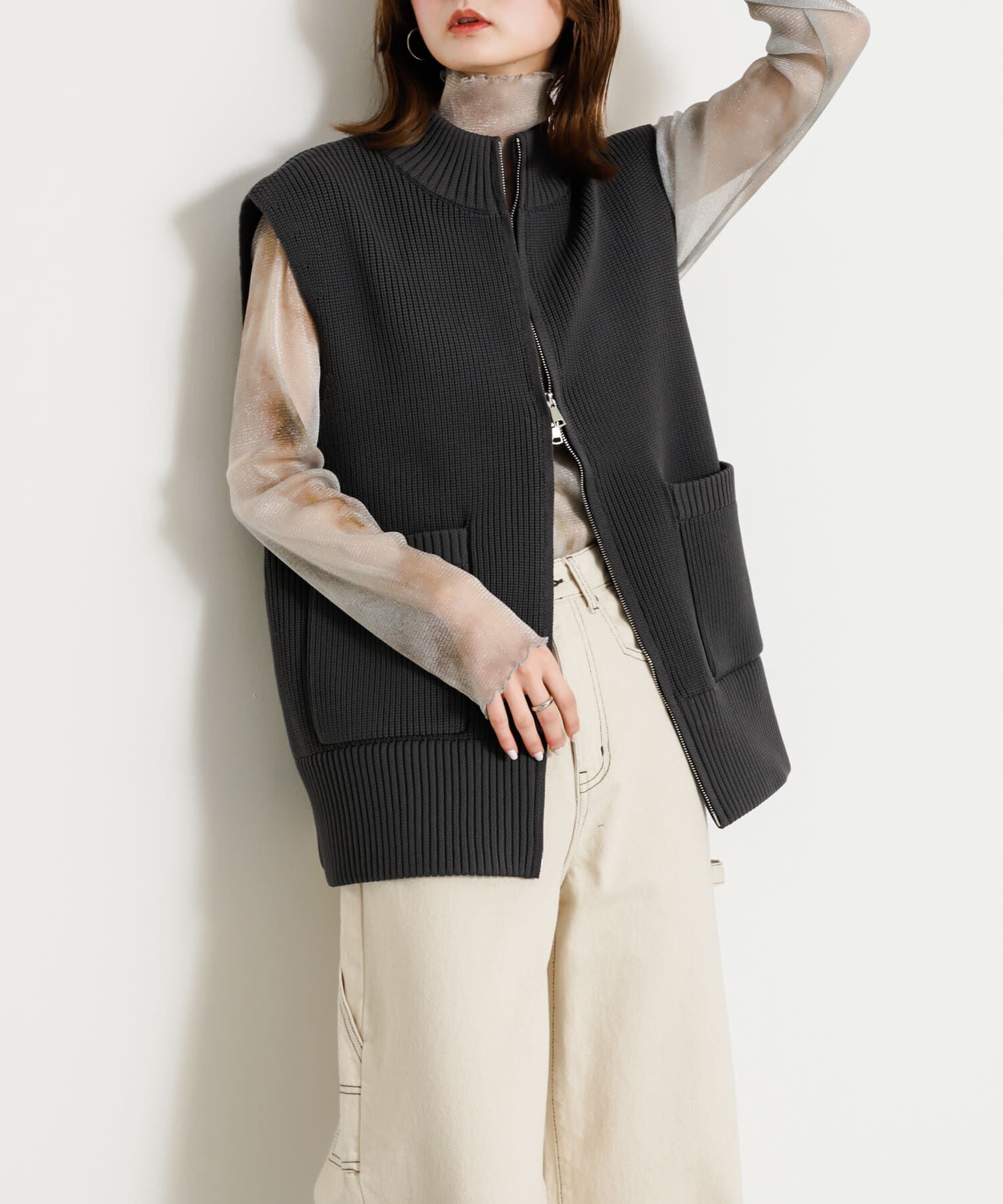 SENSE OF PLACE by URBAN RESEARCH「ジップニットベスト」|ベスト・ジレ|