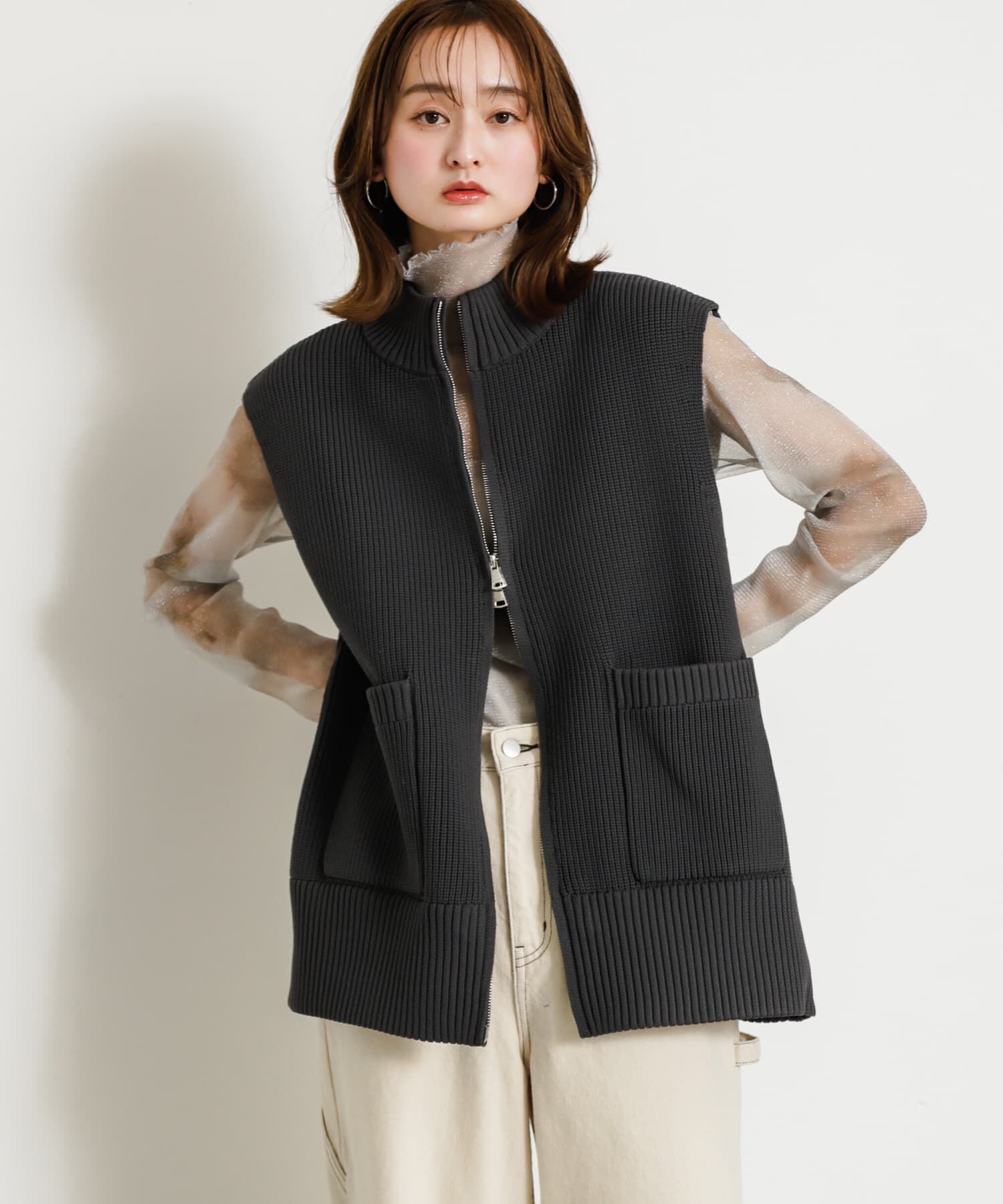 SENSE OF PLACE by URBAN RESEARCH「ジップニットベスト」|ベスト・ジレ|