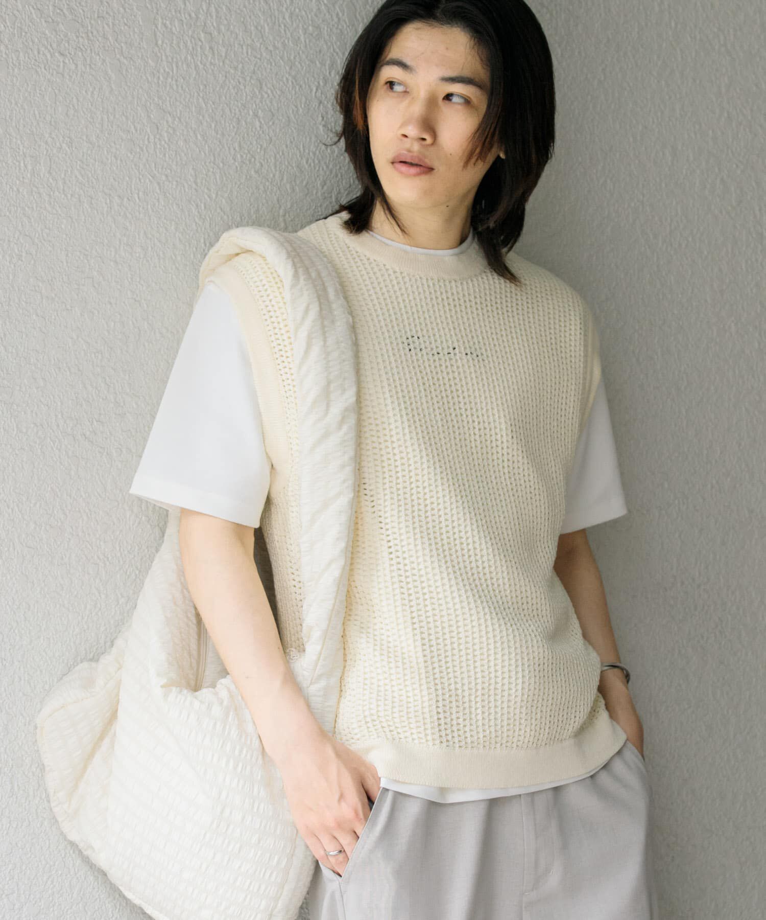 SENSE OF PLACE by URBAN RESEARCH「シアーメッシュニットベスト」|ベスト・ジレ|