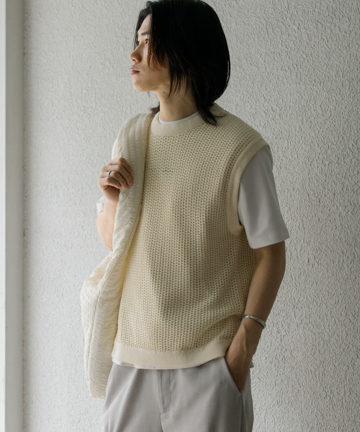 SENSE OF PLACE by URBAN RESEARCH「シアーメッシュニットベスト」|ベスト・ジレ|