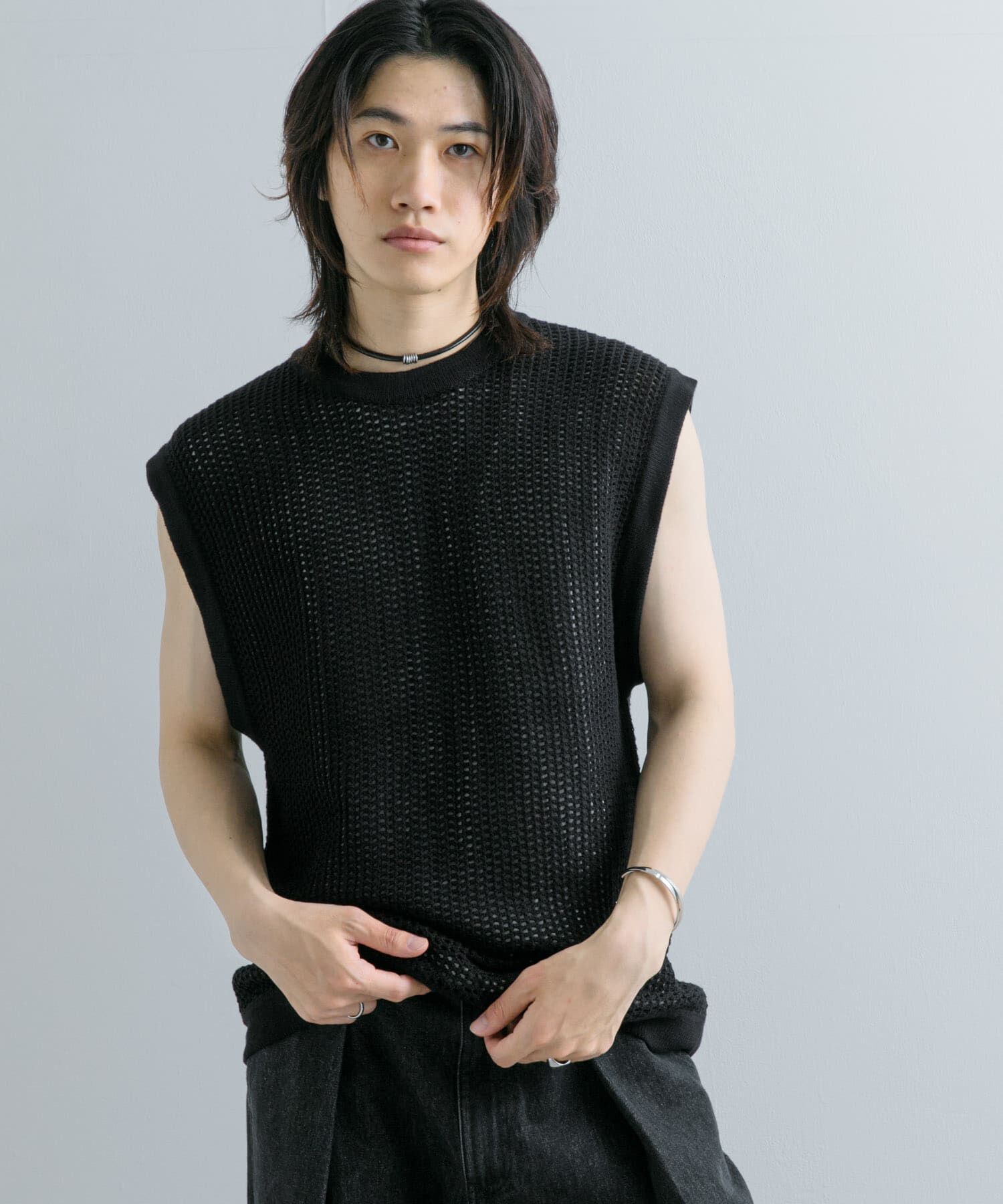 SENSE OF PLACE by URBAN RESEARCH「シアーメッシュニットベスト」|ベスト・ジレ|