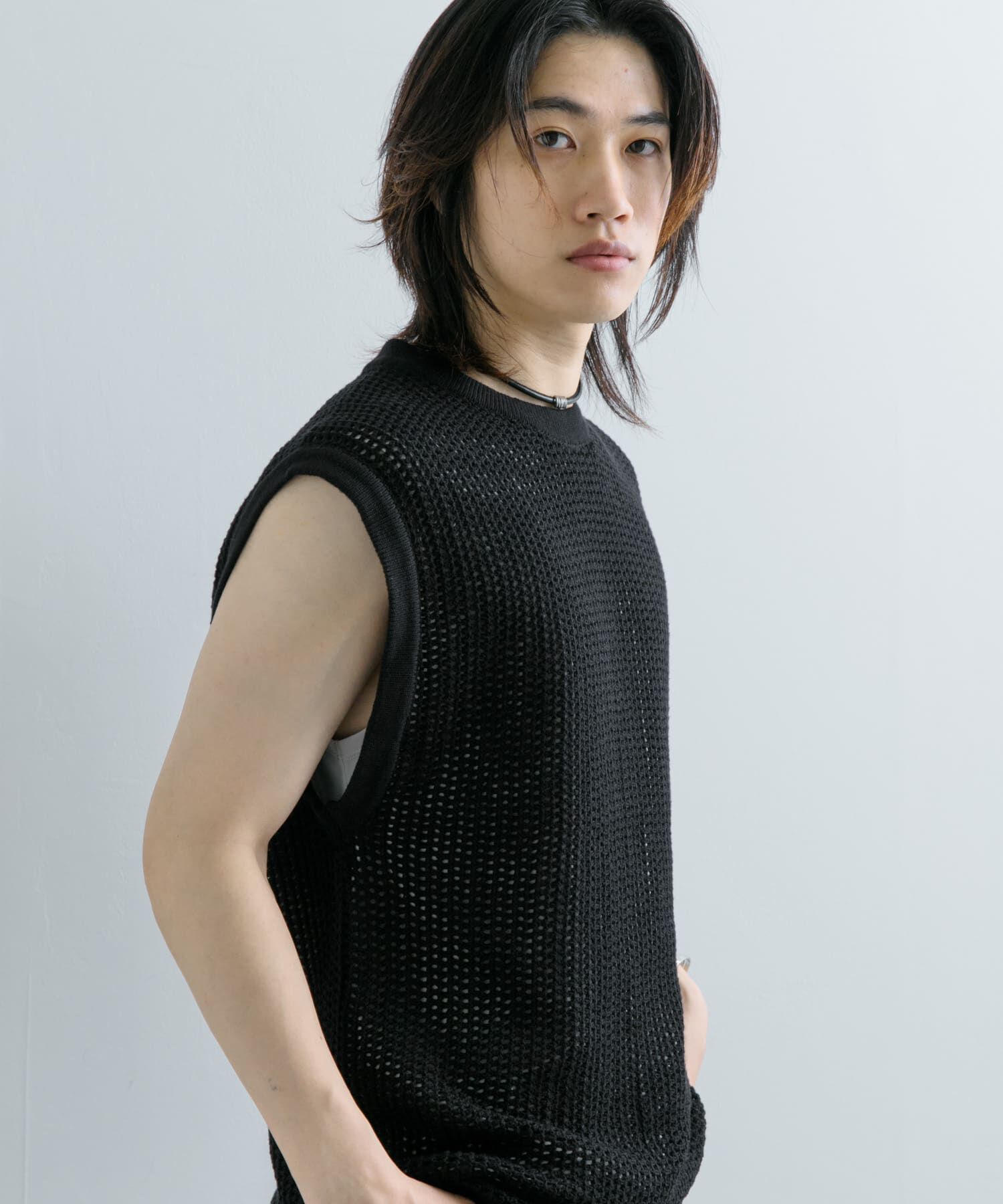 SENSE OF PLACE by URBAN RESEARCH「シアーメッシュニットベスト」|ベスト・ジレ|