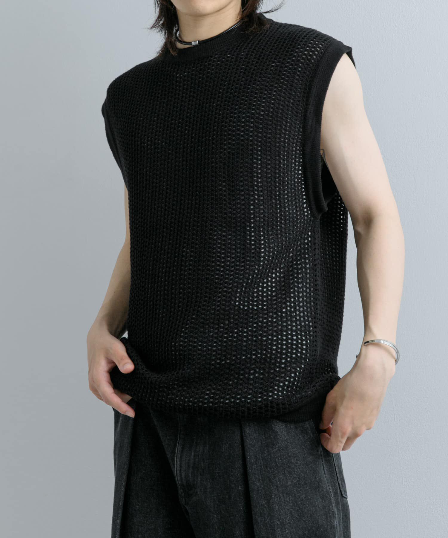 SENSE OF PLACE by URBAN RESEARCH「シアーメッシュニットベスト」|ベスト・ジレ|