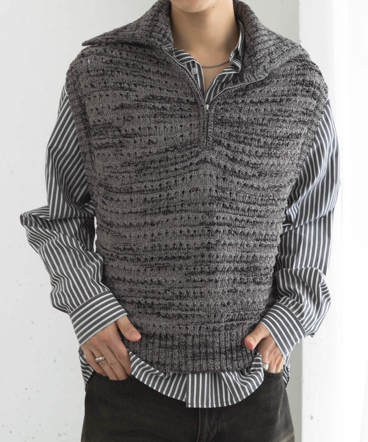 SENSE OF PLACE by URBAN RESEARCH「ミックスメランジハーフジップニットベスト」|ベスト・ジレ|