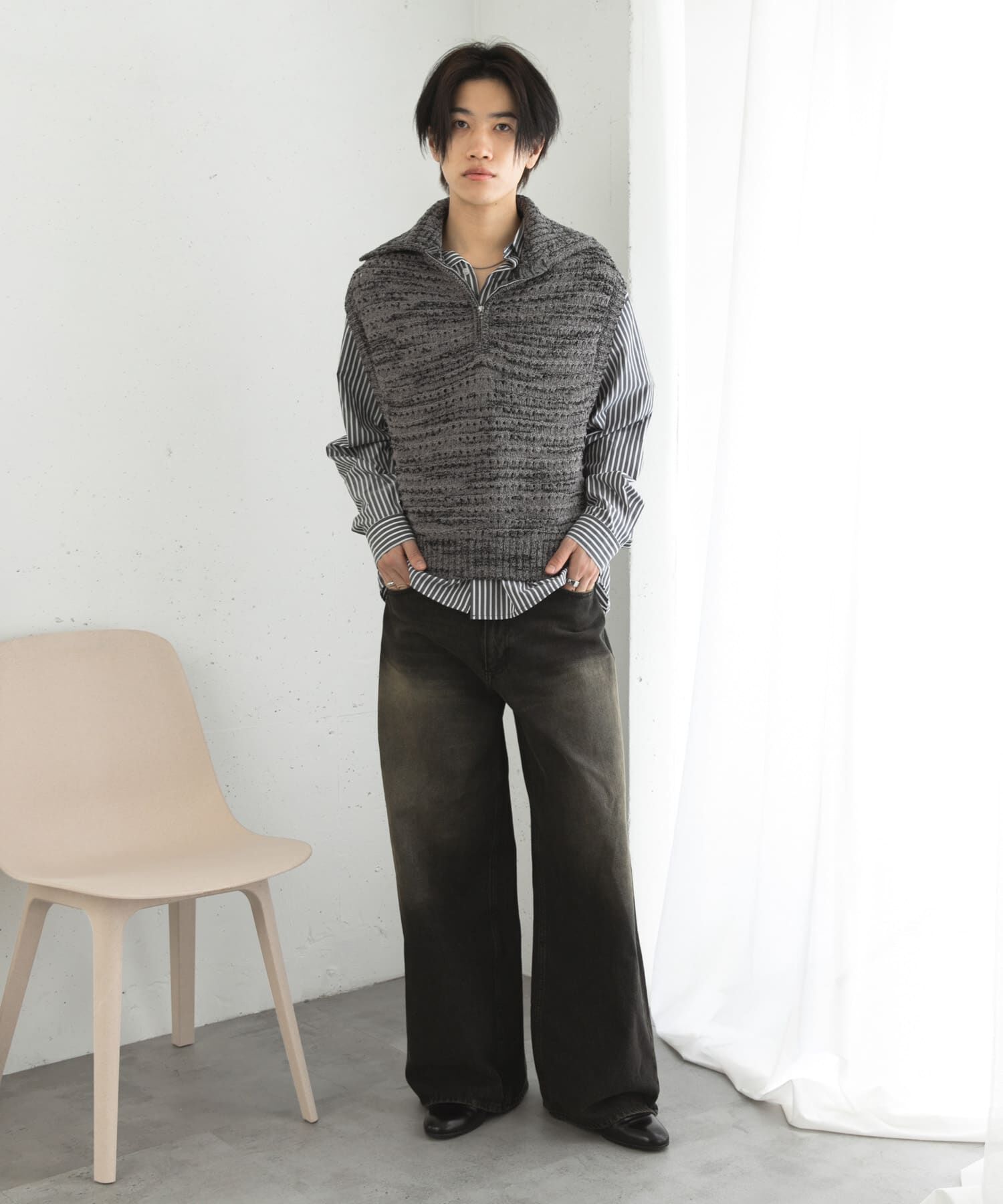 SENSE OF PLACE by URBAN RESEARCH「ミックスメランジハーフジップニットベスト」|ベスト・ジレ|