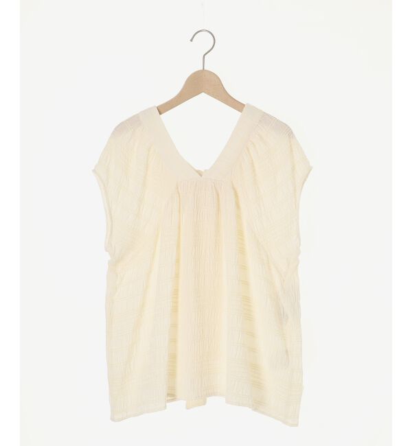 le.coeur blanc「《手洗い可能》シャーリングボーダーリボンブラウス」|シャツ・ブラウス|