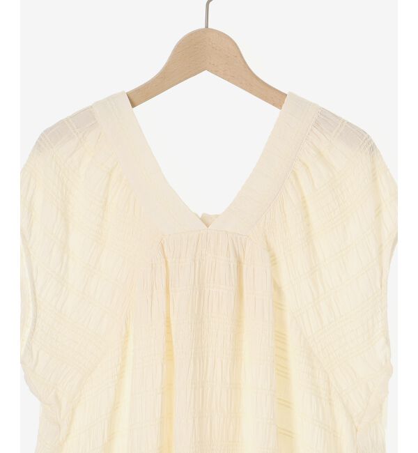 le.coeur blanc「《手洗い可能》シャーリングボーダーリボンブラウス」|シャツ・ブラウス|