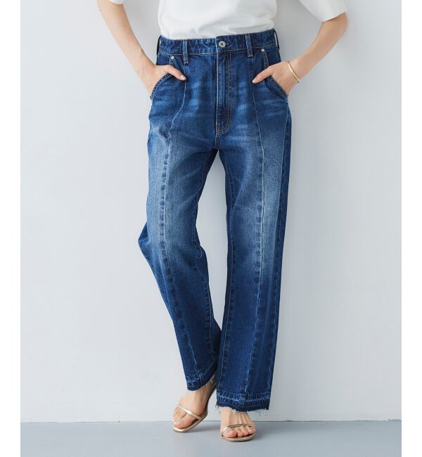  「センターシームストレートデニムパンツ」|デニム|ブルー