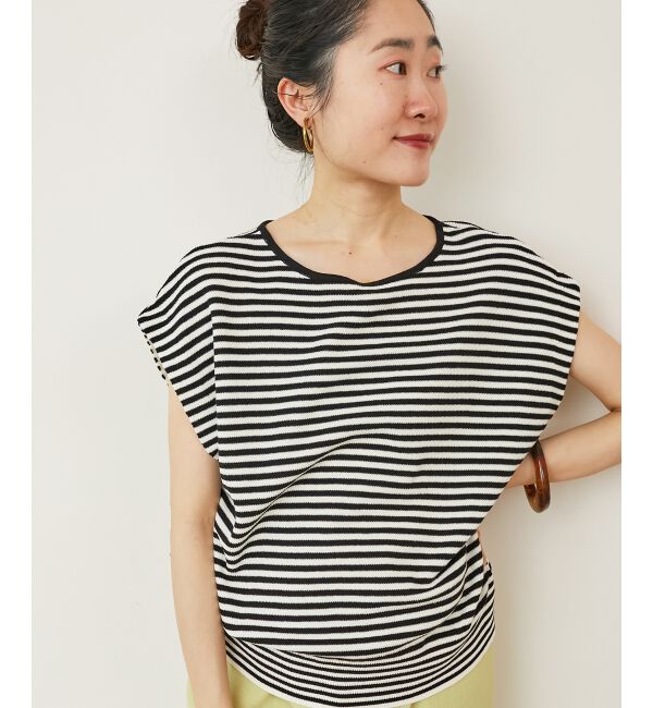  「《手洗い可能》柄編みボーダーフレンチニット」|ニット・セーター|