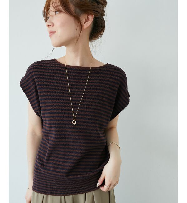  「《手洗い可能》柄編みボーダーフレンチニット」|ニット・セーター|