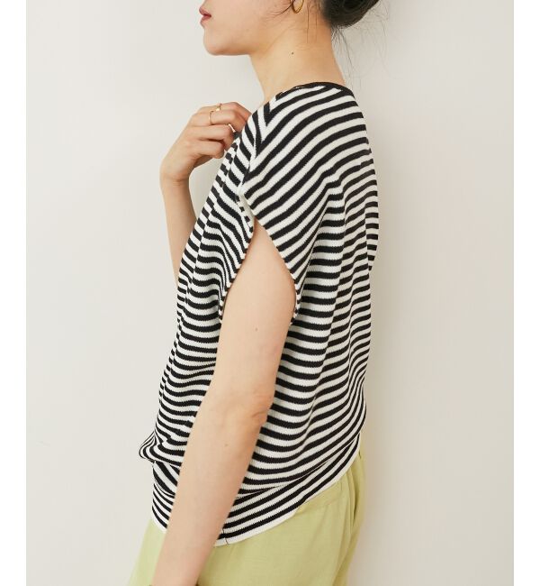  「《手洗い可能》柄編みボーダーフレンチニット」|ニット・セーター|