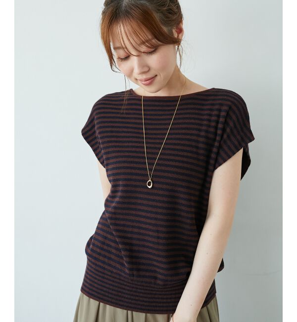  「《手洗い可能》柄編みボーダーフレンチニット」|ニット・セーター|