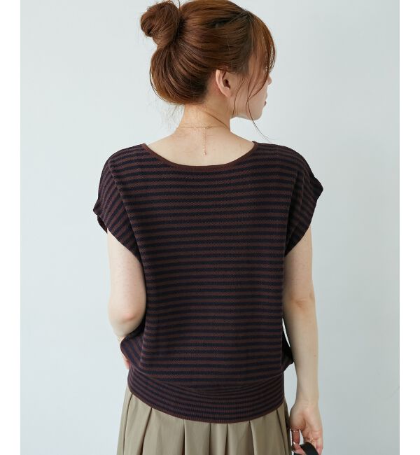  「《手洗い可能》柄編みボーダーフレンチニット」|ニット・セーター|