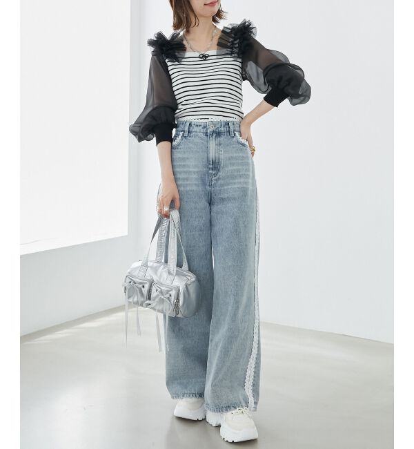 MAJESTICLEGON「肩フリルシアースリーブニット」|ニット・セーター|